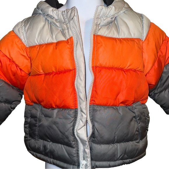 Old Navy Puffer Zipper Orange Gray Toddlers Jacket Size  18-24 M - Picture 16 of 16